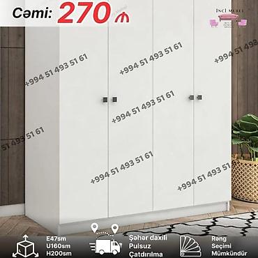 lovhe: Yeni, 4 qapılı, Güzgülü, Ağ, Açılan, Düz dolab — 1