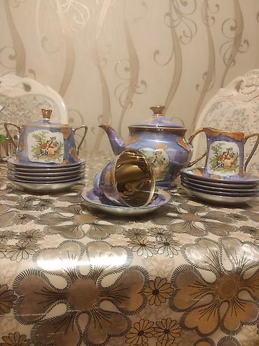 qədimi caydan: Çay dəsti, rəng - Göy, Farfor, Polşa — 5