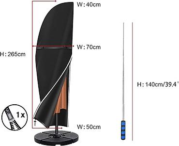 ormani za terase: Navlaka za Suncobran CALLNI, H265 cm NOVA Vodootporna Zastitita za — 3