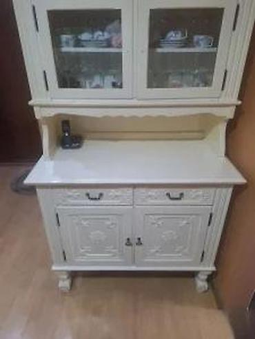 konzola za hodnik: ETNO VITRINA BELA | Etno vitrina puno drvo dobro stanje. 175cm — 3