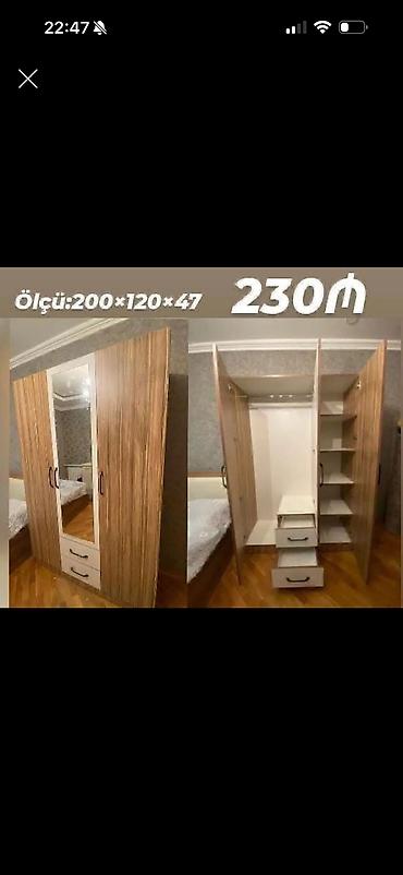 Üç qapılı paltar şkafı - Ölçü: 200 × 120 × 47 sm - Material: taxta lalafo.az -da Üç qapılı paltar şkafı - Ölçü: 200 × 120 × 47 sm - Material: taxta