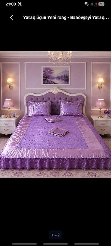 Bənövşəyi yataq örtüyü dəsti - Rəng: bənövşəyi/lilac tonları, zərif lalafo.az -da Bənövşəyi yataq örtüyü dəsti - Rəng: bənövşəyi/lilac tonları, zərif
