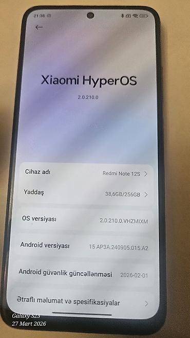 poco x4 pro: Redmi Note 12S, 256 GB, rəng - Qara, Barmaq izi — 1