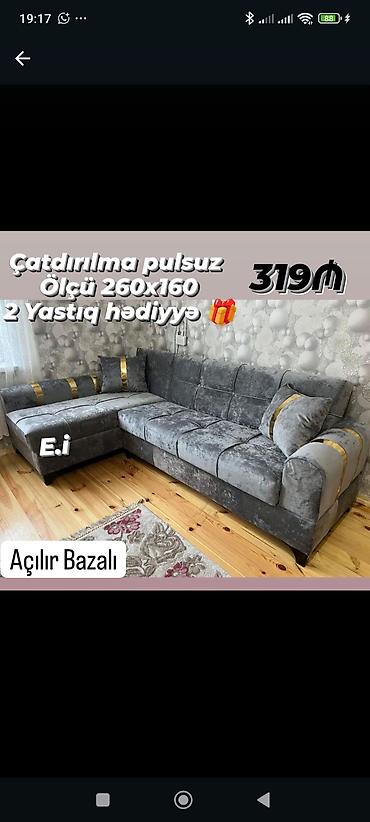 sdullar: Künc divan – açılır bazalı model. - Ölçü: 260x160 sm - Rəng/material — 1