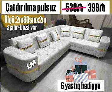 tək divan: Künc divan, Qonaq otağı üçün, Parça, Bazalı, Açılan — 1