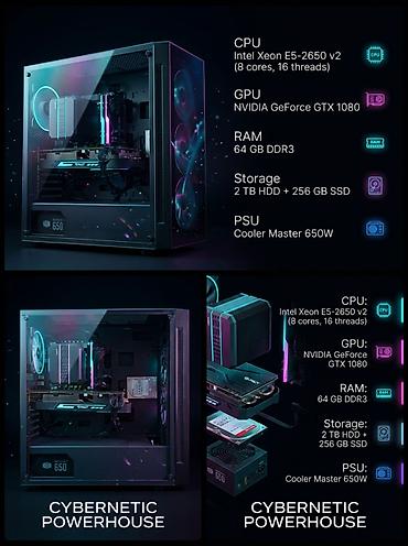 pc case: Компьютер, ядер - 8, ОЗУ 64 ГБ, Для работы, учебы, Б/у, Intel Xeon, NVIDIA GeForce GTX 1080, HDD + SSD — 1