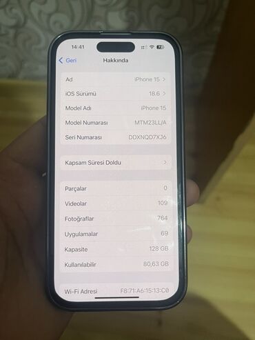 купить ноутбук в баку бу: IPhone 15, 128 ГБ, Белый