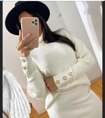 Haljine: Haljina tunika rolka u beloj i roze boji VRHUNSKI kvalitet Konac — 2