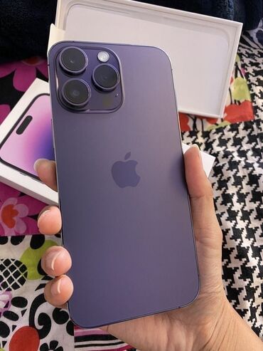 Apple iPhone: IPhone 14 Pro Max, Б/у, 256 ГБ, Deep Purple, Защитное стекло, Чехол, Кабель, 85 %