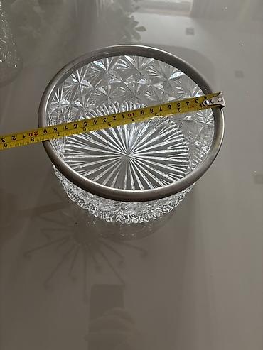 cex xrustal: Kəsimli kristal qab – metal haşiyəli - Material: qalın kəsimli — 3