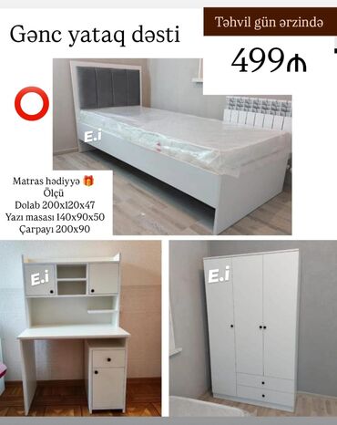 maşın şekli: Oğlan və qız üçün, Yeni, Təknəfərlik çarpayı, Yazı masası, Dolab