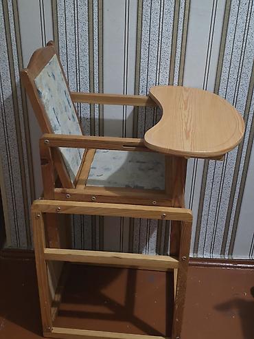 Yemək masaları, oturacaqları: Taxta uşaq yemək stulu - Material: təbii ağac karkas, laklı taxta — 4