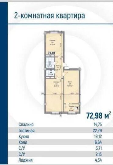 Продажа квартир: 2 комнаты, 73 м², Элитка, 9 этаж, ПСО (под самоотделку)