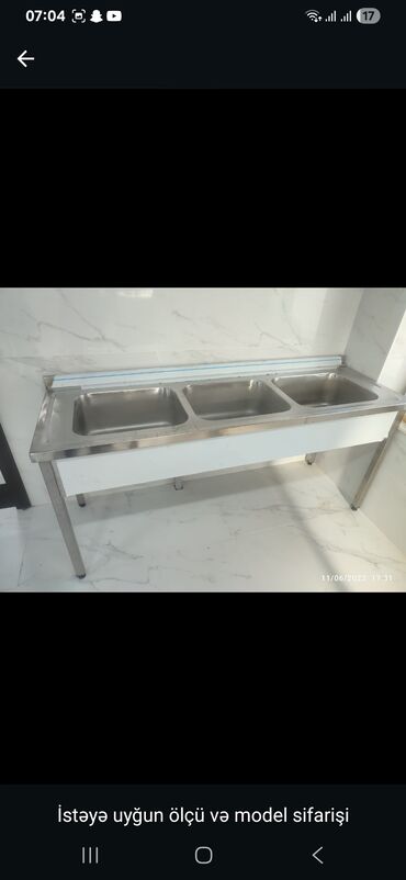 Nerjaveykalar: Paslanmayan poladdan (inox) istehsalat tipli lavabolar və iş masaları — 19