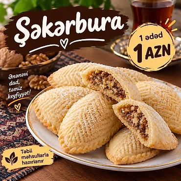 20 yas tortlari: Şəkərbura – ənənəvi dad, təmiz keyfiyyət! - Qoz ləpəsi ilə bol içlik — 1