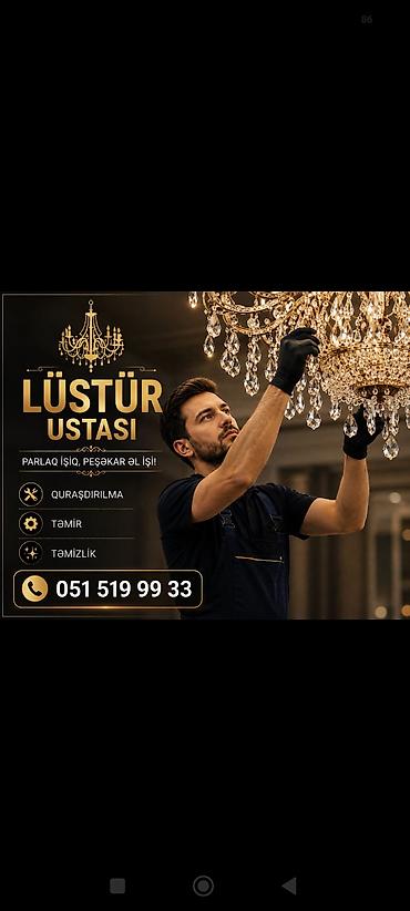 Digər xidmətlər: Her nov lusturun temiri ve qurasdirilmasi Whatsapp aktivdir — 1
