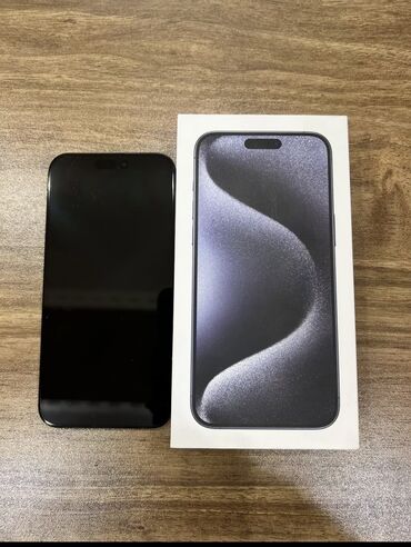 Apple iPhone: IPhone 15 Pro, 128 GB, Jet Black, Zəmanət, Face ID, Sənədlərlə