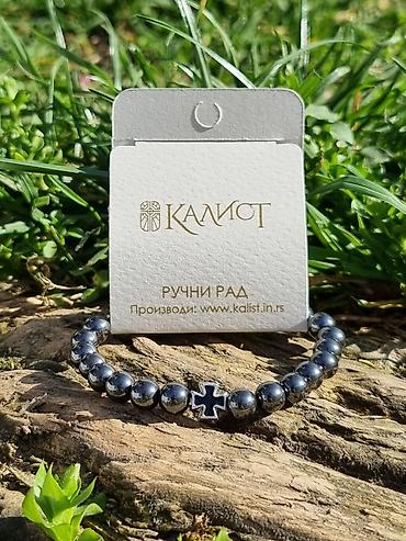 Narukvice: Kalist kamene brojanice od prirodnog hematita, ručno rađene sa — 6