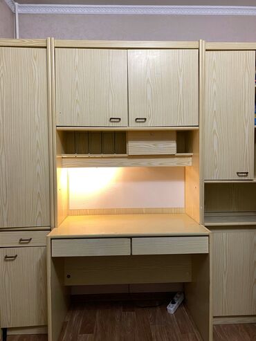 шкаф для одежды: Кеңсе эмереги комплекти, Шкаф, ДСП, түсү - Саргыч боз