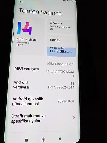 samsung note fe: Redmi 256 GB, rəng - Ağ, Barmaq izi, İki sim kartlı — 5