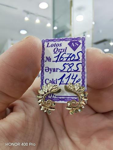 Sırğa, Sarı qızıl, 585 Əyar, 114 g lalafo.az -da Sırğa, Sarı qızıl, 585 Əyar, 114 g
