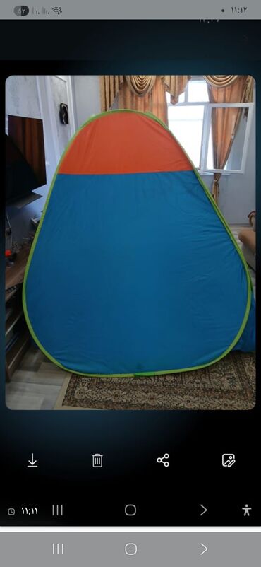 Çadırlar: Pop-up tipiya düşərgə çadırı - Rəng: göy-sitron kənarlı, narıncı — 7