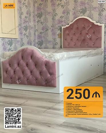 Ev üçün mebel: Məhsul: Tək nəfərlik çarpayı – Kod: 4301 - Ölçü: 90 x 200 sm - — 1