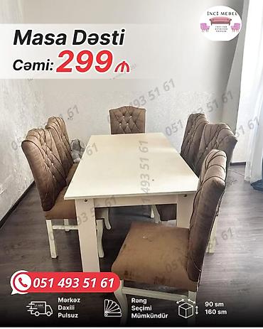 embawood dolab: Qonaq otağı üçün, Yeni, Açılmayan, Dördbucaq masa, 6 stul — 1
