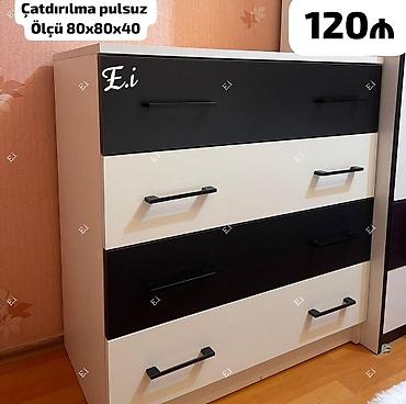 Komodlar: Mebel: 4 çekmecəli komod Ölçü: 80x80x40 sm Rəng: qara-ağ — 1