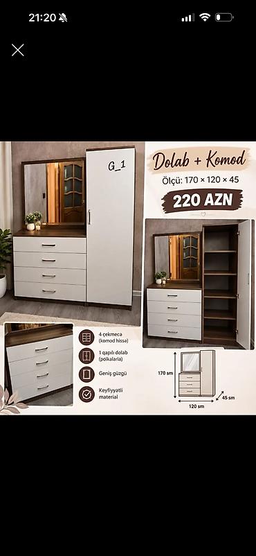 Dolab + Komod dəsti (G_1) Ölçü: 170 × 120 × 45 sm Qiymət: 220 AZN