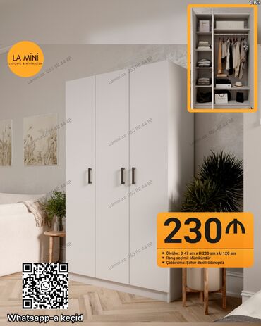 taxta qapi satisi: Açılan, 3 qapılı Düz dolab, Qarderob, paltar dolabı