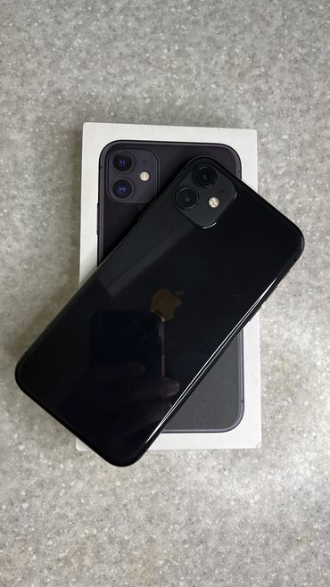 Apple iPhone: IPhone 11, Б/у, 128 ГБ, Черный, Защитное стекло, Чехол, Коробка, 84 %