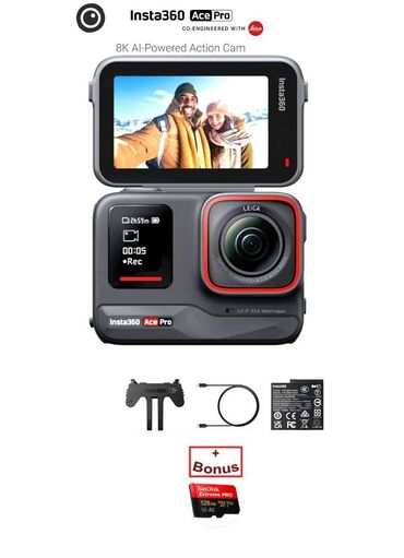 go pro qiymət: Insta 360° Ace Pro Action Camera (NEW). Dünyada «TOP5 Action
