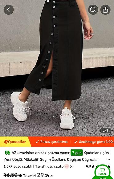 Yeni zakazla gətirilmiş qara cins etek eyni bu model qara rəngli Xs.S lalafo.az -da Yeni zakazla gətirilmiş qara cins etek eyni bu model qara rəngli Xs.S