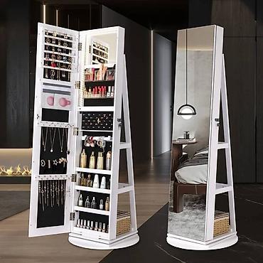 Ormari: Rotacioni ormar za nakit i šminku sa ogledalom u punoj visini - 2-u-1 — 1