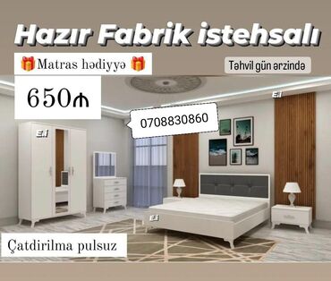 Yataq otağı dəstləri: İkinəfərlik çarpayı, Dolab, Termo, Yeni