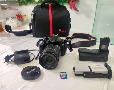 battery pack: Salam Fotoaparat satılır. canon 650d + 18-200 lens + 8gb yaddaş kartı