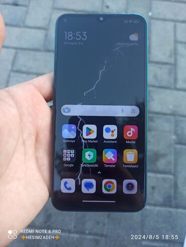 telefon samsun: Xiaomi Redmi 9, 32 GB, rəng - Göy, 
 Barmaq izi, İki sim kartlı, Face ID