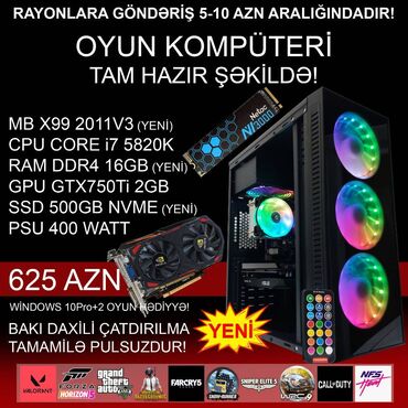 Masaüstü kompüterlər və iş stansiyaları: Oyun üçün Kompüter "DDR4 Core i7 5820K GTX750Ti 2GB 500GB NVME” ⭐Tək -da lalafo.az — 1 Masaüstü kompüterlər və iş stansiyaları: Oyun üçün Kompüter "DDR4 Core i7 5820K GTX750Ti 2GB 500GB NVME” ⭐Tək — 1