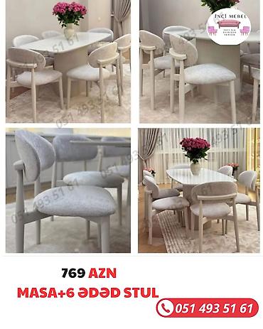 mdf panel: Qonaq otağı üçün, Yeni, Açılmayan, Oval masa, 6 stul — 1