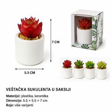 KMT Mala saksija sa sukulentom 702309 Veštačka sukulenta u elegantnoj