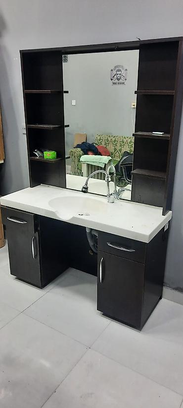 Salon, tibbi mebel: Salon üçün güzgülü lavabo modulu - Tərkibi: böyük divar güzgüsü — 4