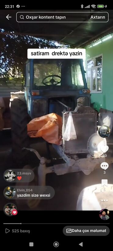 автозапчасти на грузовые машины: Traktor satılır – mavi kabinli, arxa tərəfdə iri kənd təsərrüfatı