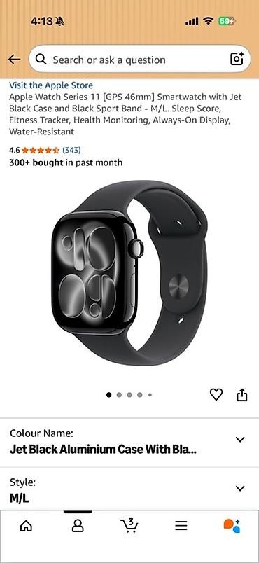 jet: Apple Watch Series 11 [GPS 46mm] – Jet Black alüminium korpus və qara — 1