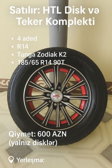 disk teker 14: İşlənmiş Disk təkər AMG 185 / 65 / R 14, 4 Boltlu