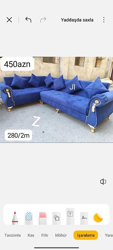 adona retro kunc divan: Künc divan, Qonaq otağı üçün, Vеlur parça — 1