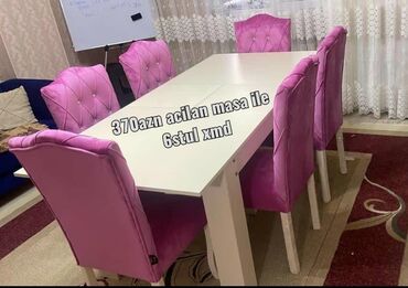 Qonaq otağı üçün, Yeni, Açılan, Dördbucaq masa, 6 stul