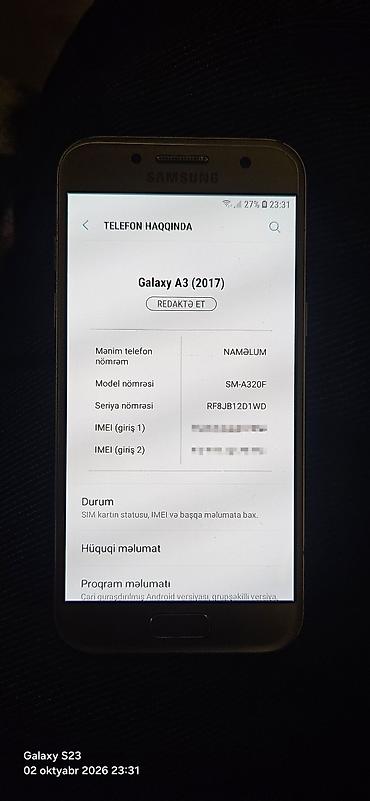 komp: Samsung Galaxy A3 2017, 16 ГБ, цвет - Золотой, Две SIM карты — 2