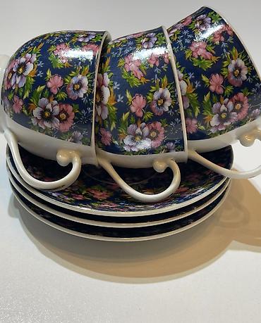 çay servisi: Çay dəsti, rəng - Göy, Keramika, 3 nəfərlik, Yaponiya — 1