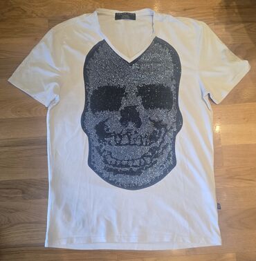 dzemper sa srcima: Majica na kratke rukave, L (EU 52), XL (EU 54), Philipp Plein, bоја - Bela